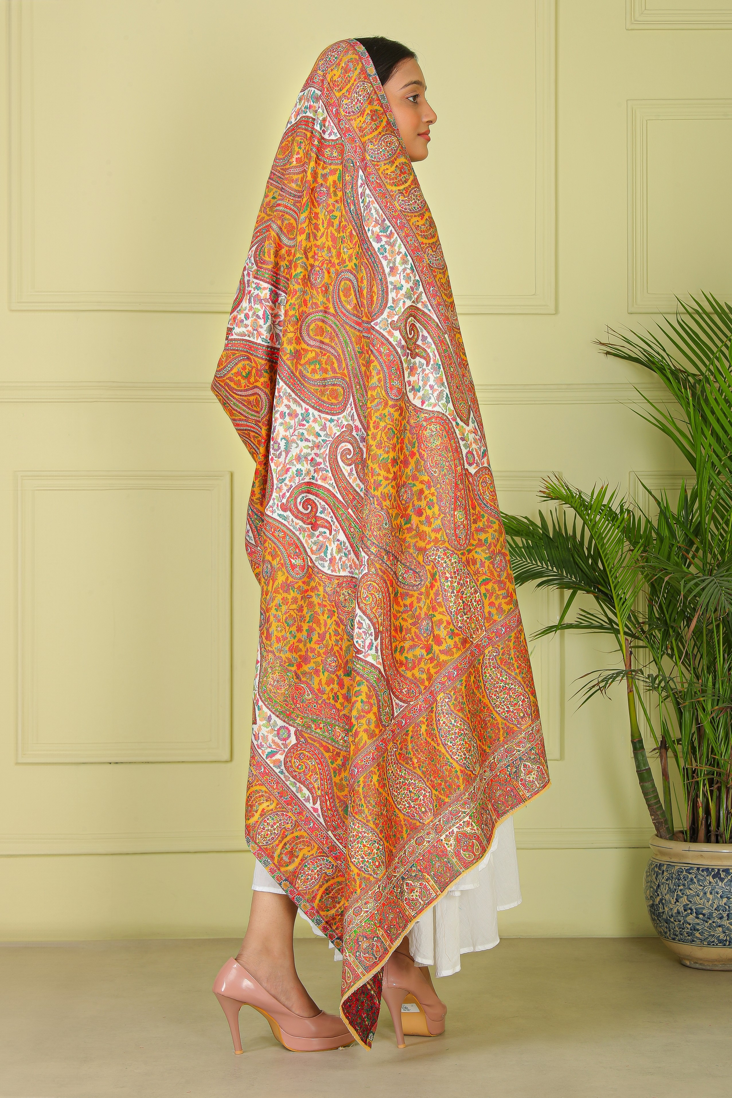 Women Ladies Mustard kani shawl